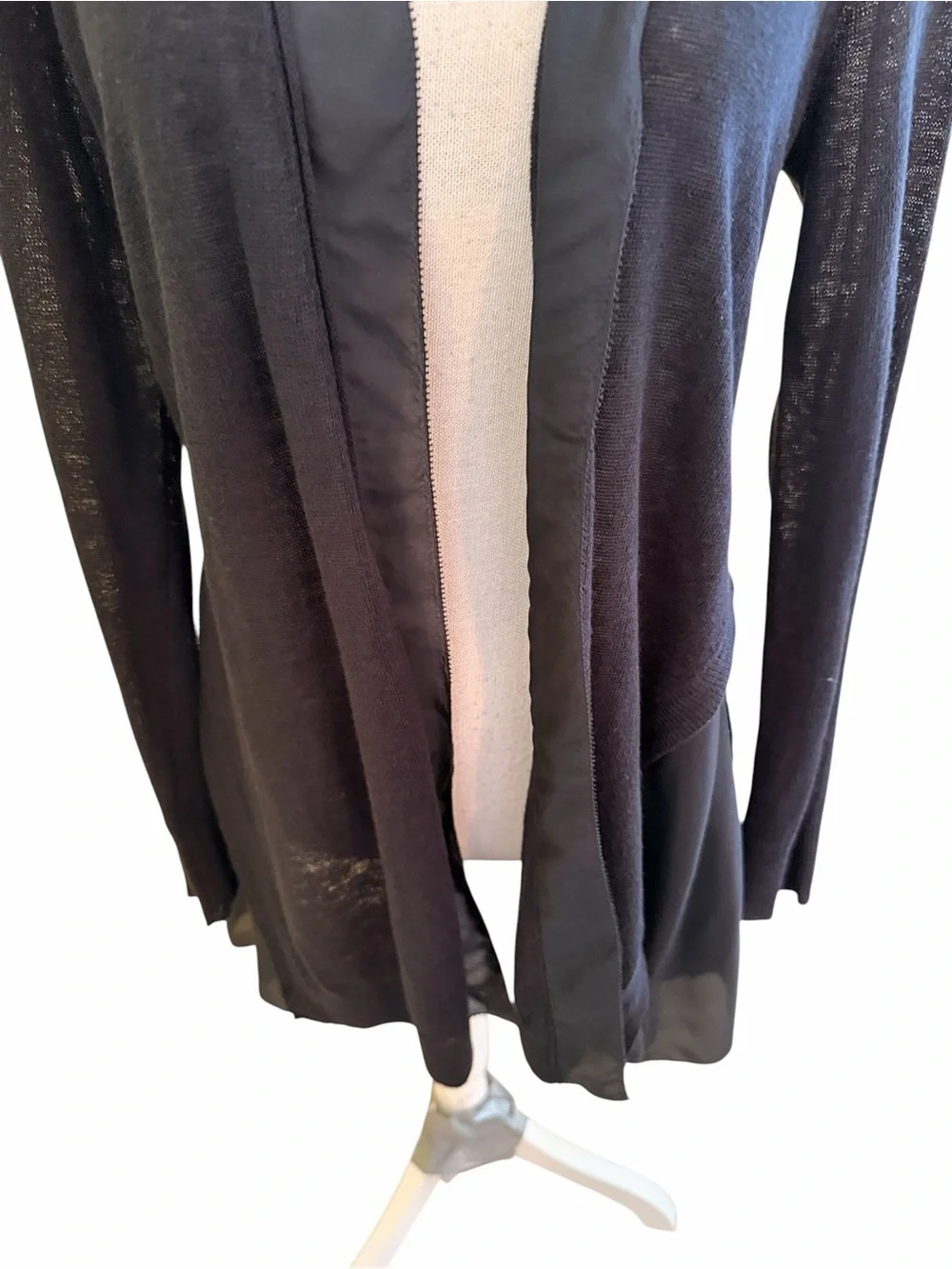 Eileen Fisher Black Lightweight Black Linen/Silk Open-Front Cardigan Sweater M